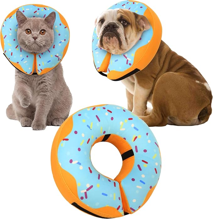 Recovery Donut Collar for Dogs & Cat,Inflatable Dog Cone Collar Alternative After Surgery,Soft Cone for Large Medium Small Dog,Adjustable Pet Neck Donut(Blue,Large)