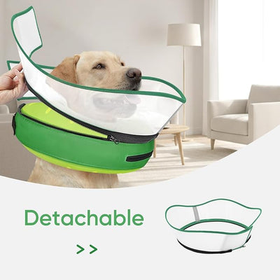 Supet Raised Inflatable Dog Cone After Surgery - Adjustable Recovery Donut Collar with Removable Shield to Stop Licking Wounds & Protect Stitches - Soft Dog Cone Alternative for Small Dogs (Kiwi,S)