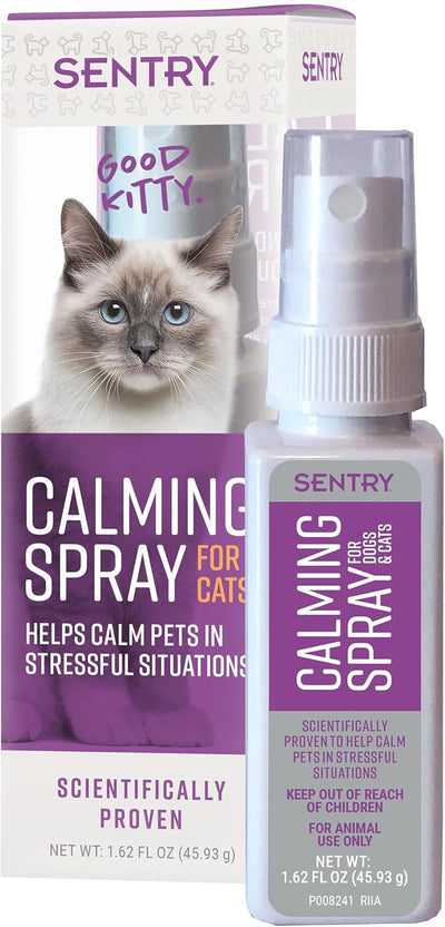 Sentry PET Care Sentry Calming Spray for Cats, Uses Pheromones to Reduce Stress, Easy Spray Application, Helps Cats with Separation, Travel, Loud Noises, and Anxiety, Packaging May Vary