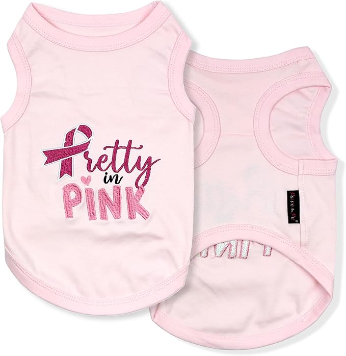 Parisian Pet Dog Shirt – 100% Cotton Shirts for Medium Dogs – Trendy Pretty in Pink Sleeveless Puppy Clothes – Soft Breathable Girl Dog Clothes - Stretchy Pet Apparel - Summer Tshirts for Dogs