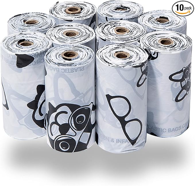 Best Pet Supplies Dog Poop Bags for Waste Refuse Cleanup, Doggy Roll Replacements for Outdoor Puppy Walking and Travel, Leak Proof and Tear Resistant, Thick Plastic - White, 150 Bags