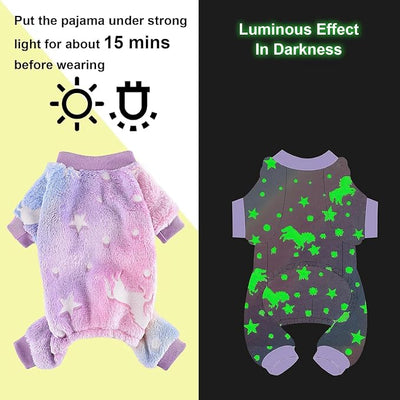 Sebaoyu Dog Pajamas for Small Dogs, Glow in Dark Spaceship Stars Moon Doggy Sweater, Super Soft Velvet Material Chihuahua Yorkie Tiny Doggie Clothes Outfits (Small)
