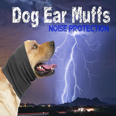 No Shake Ear Wraps for Dogs,Soft Dog Calming Hoodie Dog Ear Cover Ear Muffs for Anxiety,Grooming,Bathing,Swim,Noise Protection Quiet Ear for Dogs,Blue L