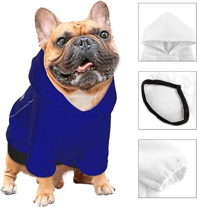Personalized Dog Hoodie, Custom Dog Costumes for Small Dogs, Holiday Happy Dog Clothes Football Pet Shirt Sweater with Name Number for Girl/Boy Cats/Kitten, Blue, XS