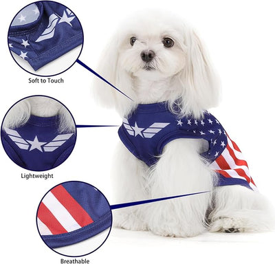 American Flag Inspired Dog Vest: Perfect Dog Shirt, Ideal Tank Top for Everyday Wear, Independence Day Celebrations Quality Materials for a Cute and Stylish Look Blue USA XS