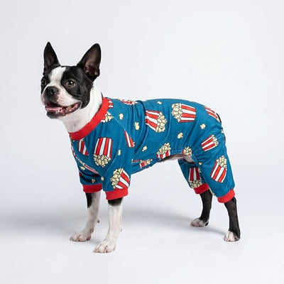 Fitwarm Popcorn Dog Pajamas, Funny Dog Clothes for Small Dogs Boy Girl, Fleece Pet Onesie with Feet, Blue, Red, White, Yellow, XS