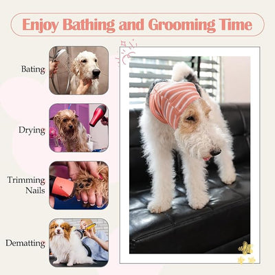 Nanaki Calming Hoodie Dog Grooming Ear Cover Anxiety Relief-No Shake Dog Ear Wrap Hematoma, Striped Head Wrap Snoods for Noise Protection, Bath, Fireworks, Thunderstorm, Blow Drying, Warm-Keeping