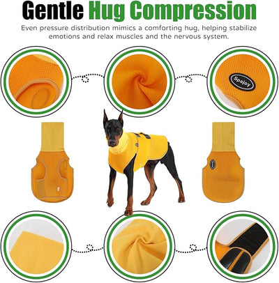 Dog Anxiety Vest with Hood, Soft Thunder Jacket for Fireworks, Vet Visits & Separation Anxiety – No Medication or Training