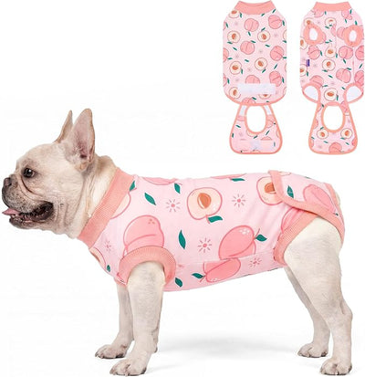 cyeollo Dog Surgery Recovery Suit, Soft Dog Onesie, E-Collar & Cone Alternative, Spay Neuter Suit for Male Female Dogs, Anti-Licking Wound Surgical Clothes, Comfy Body Suit for Small Dogs, Peach S