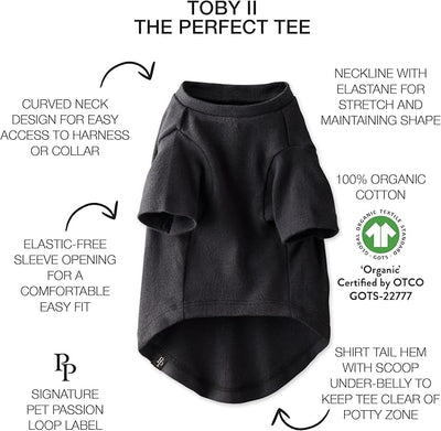 Pet Passion Toby II - The Perfect Tee, 3 Pack Short Sleeve Pet T-Shirt 100% Organic Cotton Tees Clothes for Small, Medium, Large Dogs, Gray Ombre, Small (10-25 lbs)