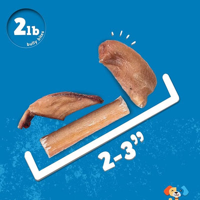 Jack&Pup Bully Bites (2 lb), Small Bully Sticks for Small Dogs, 1-3 Inch Long-Lasting Chews for Puppies, Seniors & Small Dogs