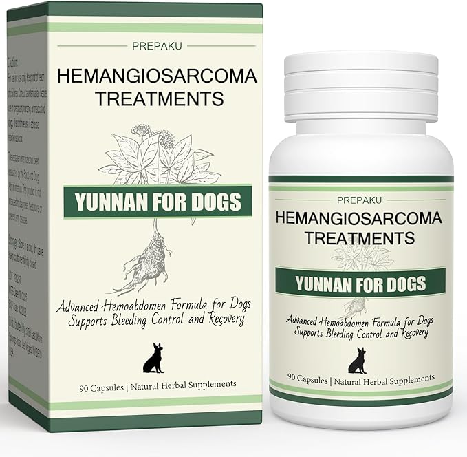 Quick Stop Bleeding for Dogs, Natural Yunnan Sanqi Capsules for Hemangiosarcoma, Hemoabdomen, Pericardial Effusion, Cancer Bleeding, Severe Bruising, Ulcer-Related Bleeding, Bloody Stools-90 Capsules