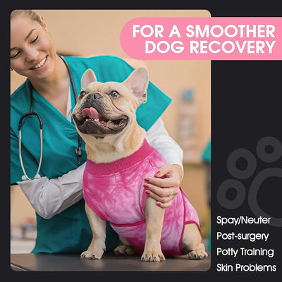 FUAMEY Surgery Recovery Suit for Small Dogs Cats,Dog Surgery Suit Female Spay Male Dogs Neuter Recovery Shirt Dog Onesie Anti Licking Abdominal Wounds Pet Bodysuit Skin Conditions Rose Dye XS