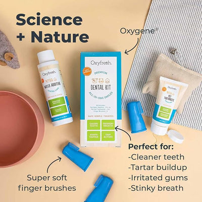 Oxyfresh Premium Pet Dental Kit for Dogs & Cats – Easiest Breath Freshener & Teeth Cleaning Solution for Fresh Breath, Clean Teeth, Plaque & Tartar Control – 4oz Toothpaste + 16oz Water Additive