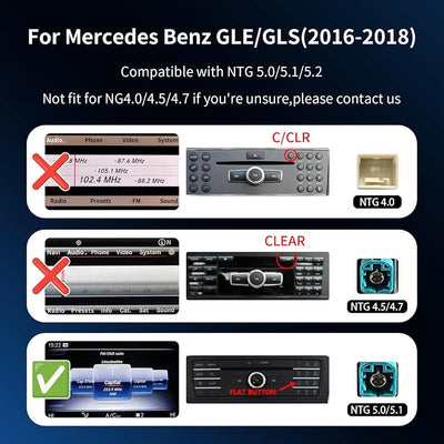 Wireless CarPlay/Android Auto 12.3 Inch Touchscreen for Mercedes Benz GLE/GLS (2016-2018) with NTG5.0/5.1/5.2 System, Car Radio Receiver, Multimedia, Bluetooth, Car Stereo