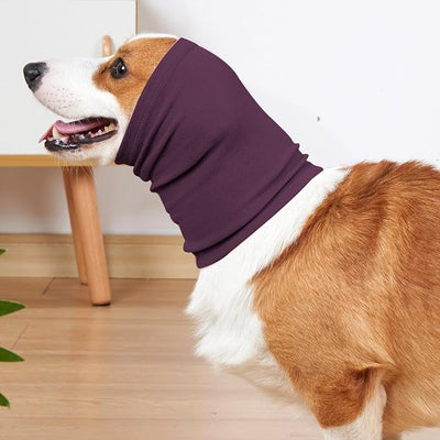 No Shake Ear Wraps for Dogs,Soft Dog Calming Hoodie Dog Ear Cover Ear Muffs for Anxiety,Grooming,Bathing,Swim,Noise Protection Quiet Ear for Dogs,Purple L