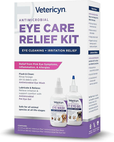 Vetericyn Pet Eye Care Kit | 2-Step Pet Eye Care Kit, Dog and Cat Eye Wash to Flush Irritated Eyes and Pet Eye Gel to Lubricate. Gentle and Safe for All Animals.