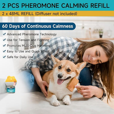Woyamay Dog Calming Diffuser Refills - Dog Pheromones Calming Diffuser for Dogs Relieve Anxiety & Stress, 2-Month Supply Dog Pheromone Diffuser Refills (Fits All Common Diffuser Heads)