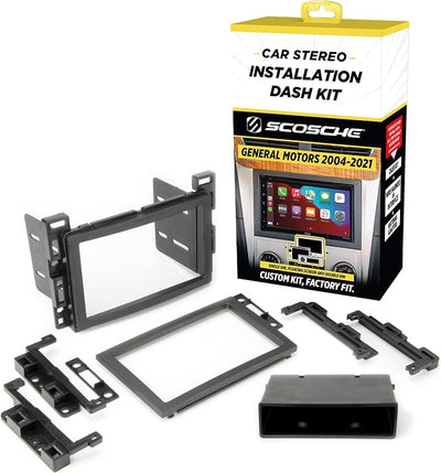 Scosche GM2500B Double DIN or Single DIN with Pocket Radio Installation Dash Kit Compatible with Select 2004-2021 GM Vehicles - Car Stereo Install Kit - See Fit Guide in Images to Verify Your Vehicle