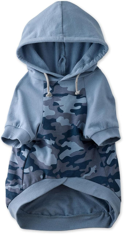Pet Passion Rocky – The Original Lightweight Hooded Tee 100% Organic Cotton Dog Hoodie Pet Coat Sweater for All Sized Dogs, Navy Half Camo, Large (40-60 lbs)
