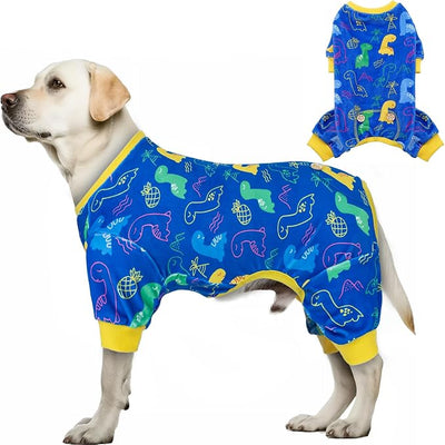 KYEESE Dog Pajamas Large Sized Dog Comfy Clothes Coat Velvet Doggie Jammies with Dinosaur Stretchy Pet Onesie Outfit Soft Pjs, XXX-Large