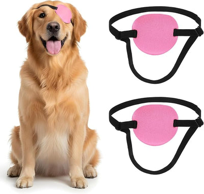 2pcs Eye Patch for Dogs, Adjustable Dog Eye Patch, Soft and Comfortable Eyes Patches, Used for Postoperative Eyes Injuries in Medium and Large Dogs, Rose red