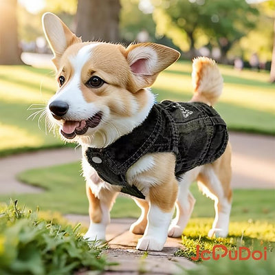 Dog Jeans Black Security Jacket Denim Pet Coat for Puppy Small Dogs Cotton Classic Overalls Male Cat Costumes Sleeveless Washed Vest Clothes Outfit T-Shirts（X-Large）