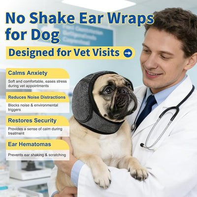 Dog Ear Muffs Noise Protection No Shake Ear Wrap for Hematoma Dog Quiet Ear Covers for Bath Grooming Swimming Waterproof Drying Dog Head Wrap Anxiety Relief Calming Comfort Hoodie Adjustable (M)