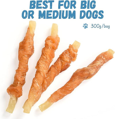 Pawmate Dog Treats Chicken Wrapped Cod Sticks, Natural Chicken Cod Jerky Treats Rich in Omega-3, High Protein Chewy Training Treats Dog Snacks for Small Medium Large Dogs, 15-17 Counts, 10.6 oz