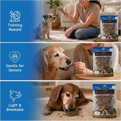 Loving Pets Pure Buffalo Lung Steaks – Natural Single Ingredient Buffalo Dog Treats – High Protein Chewy Dog Snacks for Everyday Reward – Grain Free, Long-Lasting Treats for Small, Medium & Large Dogs