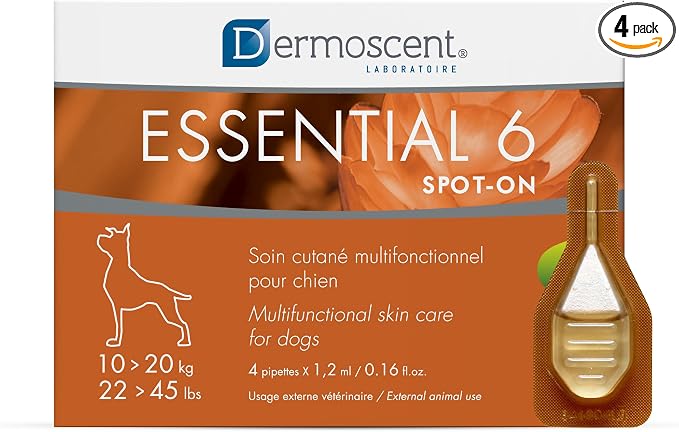 Dermoscent SpotOn Skin Care for Medium Dogs 22 to 44 lbs(10 to 20 kg)