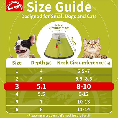 Agape Soft Dog Cone for Small Dogs & Cats, Recovery Collar to Stop Licking | Comfy E-Collar Alternative for Puppies, Adjustable Cloth Cone After Surgery, Protective Neck Cone for Kittens, Washable