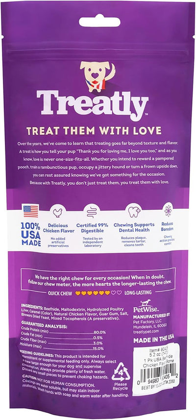 USA Beefhide Bones 9-10" Dog Chew Treats - Chicken Flavor, 1 Count/4 Pack