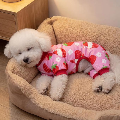 XPUDAC 4 Pieces Dog Pajamas Stretchy Dog Pjs Soft Cute Doggie Clothes for Small Medium Dogs Boy Girl Cats Pet Outfits, Small