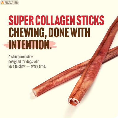 Natural Farm Odor-Free Super Collagen Dog Chews (12-Inch, 5-Pack) The First Ever Real Bull Sticks Alternative: 100% Natural Angus Hide Collagen Treats - More Protein, More Chew Time for All Dogs
