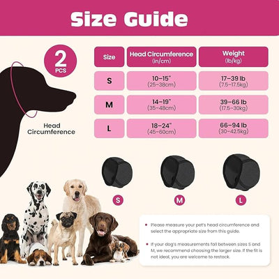 2PCS No Flap Ear Wraps for Dogs, Dog Ear Muffs Noise Protection, Adjustable Calming Dog Ear Protection, Soft Breathable for Grooming, Thunder, Fireworks & Travel (Grey, S)