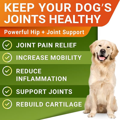 STRELLALAB Hemp Chews for Dogs - Hip & Joint Supplement with Glucosamine - Joint Pain Relief Treats - Omega 3, Chondroitin, MSM - Advanced Mobility Support - Chicken Flavor - 180 Ct - Made in USA