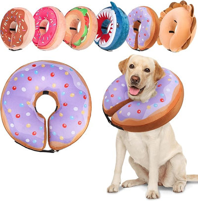 BEAUTYZOO Dog Cone Alternative After Surgery for Large Medium Small Dogs, Soft Inflatable Cone Collar for Dogs Cats, Dog Neck Donut E Collar Dog Recovery Collar to Stop Licking, Purple Donut, M