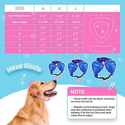 PROHEAR Ungrade GEL Pads Dog Ear Muffs Hearing Protection for Dogs, NRR 28dB for Thunder, Hunting, Tourism,Small - Blue
