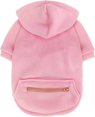 Jecikelon Dog Hoodies for Small Dogs with Zipper Pocket, Soft Fleece Puppy Clothes with Rope Hat, Warm Winter Outfits Cold Weather Coats, Cute Sweatshirt Chihuahua Costume (Pink2, X-Large)