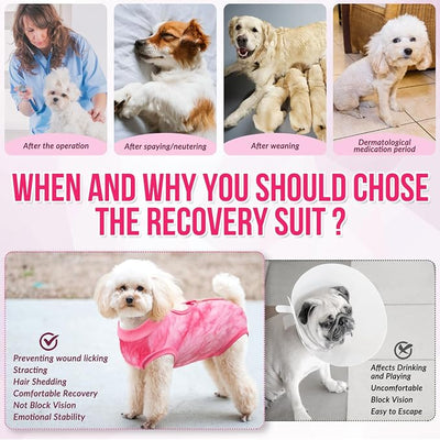 Lukovee Recovery Suit for Dogs, Onesie Surgery Recovery Suit for Female Male Dogs, Abdominal Wounds Cone E-Collar Alternative Prevent Licking Spay Recovery Suit (Pink,XX-Large)