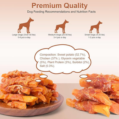 Dog Treats Chicken Wrapped Sweet Potato and Biscuits Wrapped in Chicken Chews Rawhide Free