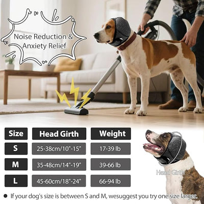Dog Calming Hoodie Quiet Ear Cover for Noise Protection Anxiety Relief Ear Muffs, No Shake Ear Wraps for Dogs, Swim Cap Bath Blow Drying Headband Wraps for Ear Hematoma Groom Fireworks (L,Greyd)