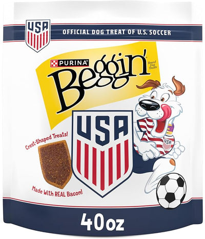 Beggin’ U.S. Soccer Crest-Shaped Treats for Dogs Made with Real Bacon - 40 oz. Pouch
