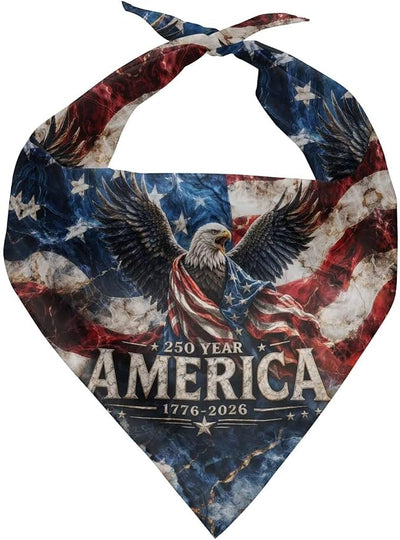 KEIAHUAN 4th of July Patriotic Dog Bandanas 250 Years Anniversary Square Dog Kerchief Independence Day Reversible Pets Gifts
