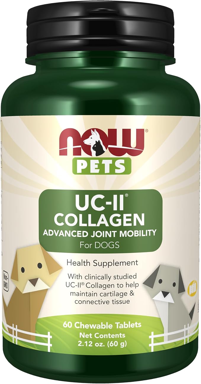 Now Pets, UC-II® Advanced Joint Mobility for Dogs and Cats, Veterinarian formulated, Help Maintain Cartilage and Connective Tissue*, 60 Chewable Tablets (60 Grams)