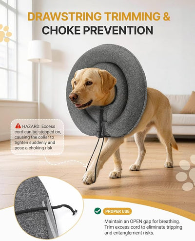 MIDOG Dog Cone Collar for Large Medium Dogs, Soft Inflatable Dog Cone Alternative After Surgery, Adjustable Protective Recovery Cone - Patented Alternative E Collar Does Not Block Vision (Gray-L)