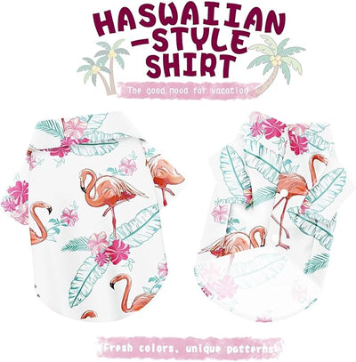 Hawaiian Dog Shirt – Lightweight and Breathable Summer T-Shirt with Tropical Prints, Fun Beach Outfit for Small, Medium, and Large Dogs, Perfect for Hot Days and Outdoor Vacation.Flamingo 4XL
