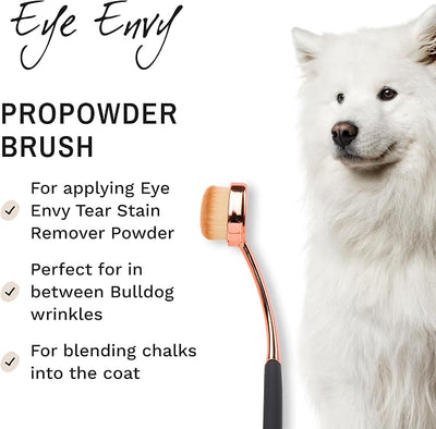 Eye Envy ProPowder Applicator Brush for Dogs and Cats | Use to Safely and Evenly Apply Tear Stain Powder | Large | Washable Superfine Fiber Hair | Long Tapered Bristles | Ergonomic Handle