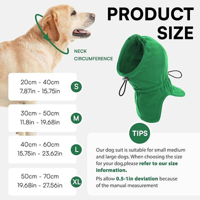 Dog Calming Hoodie Pet Ear Covers for Noise, Quiet Head Cover for Dogs, Pet Calming Hoodie Ear Covers Hood for Anxiety Relief and Calming Dog Neck and Ear, Green S